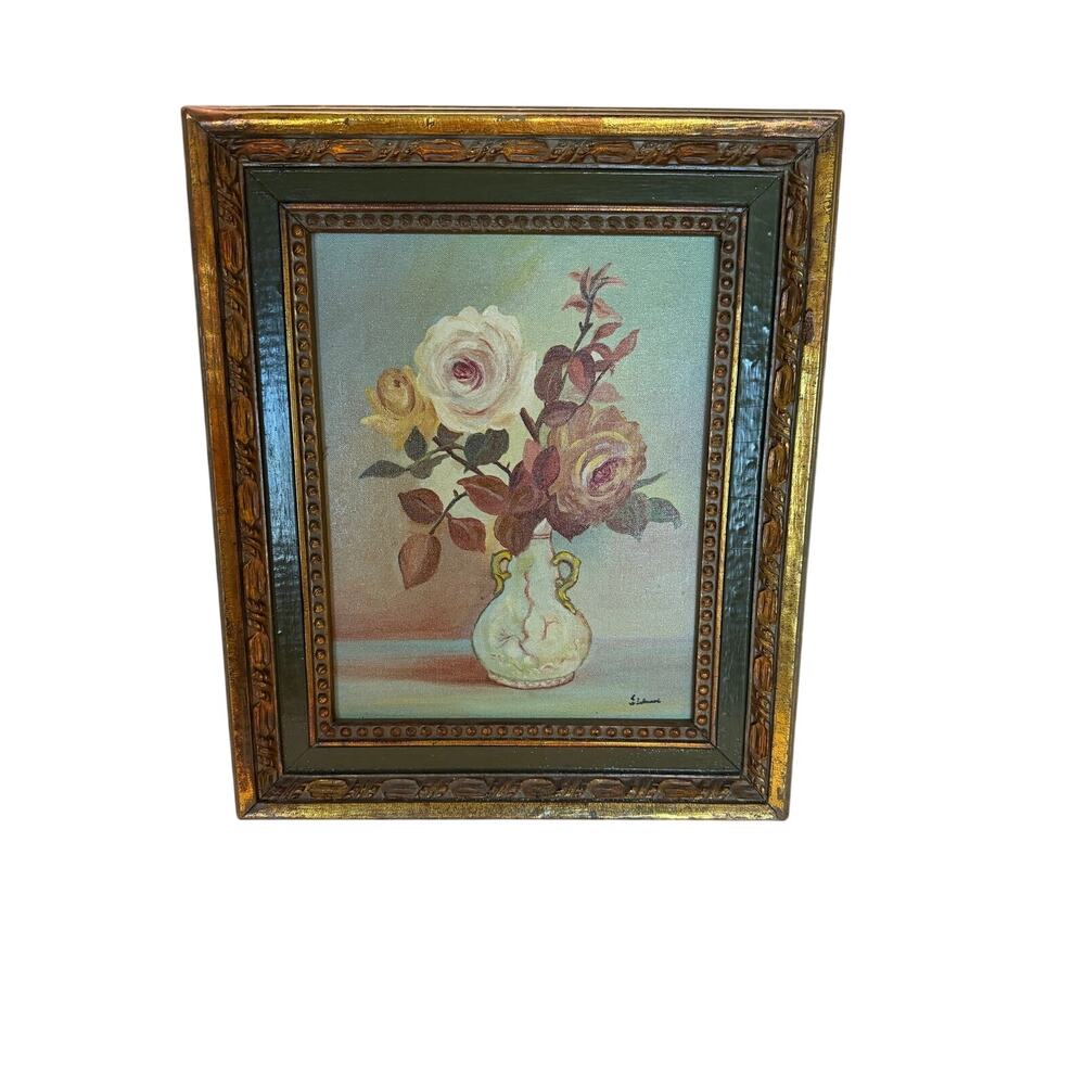 Original Signed Oil Painting on Duro Canvas Panel in Gilt Frame